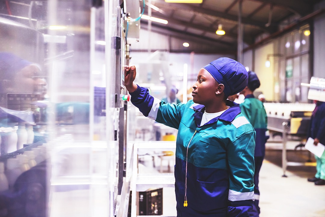 African woman in site in a learnership